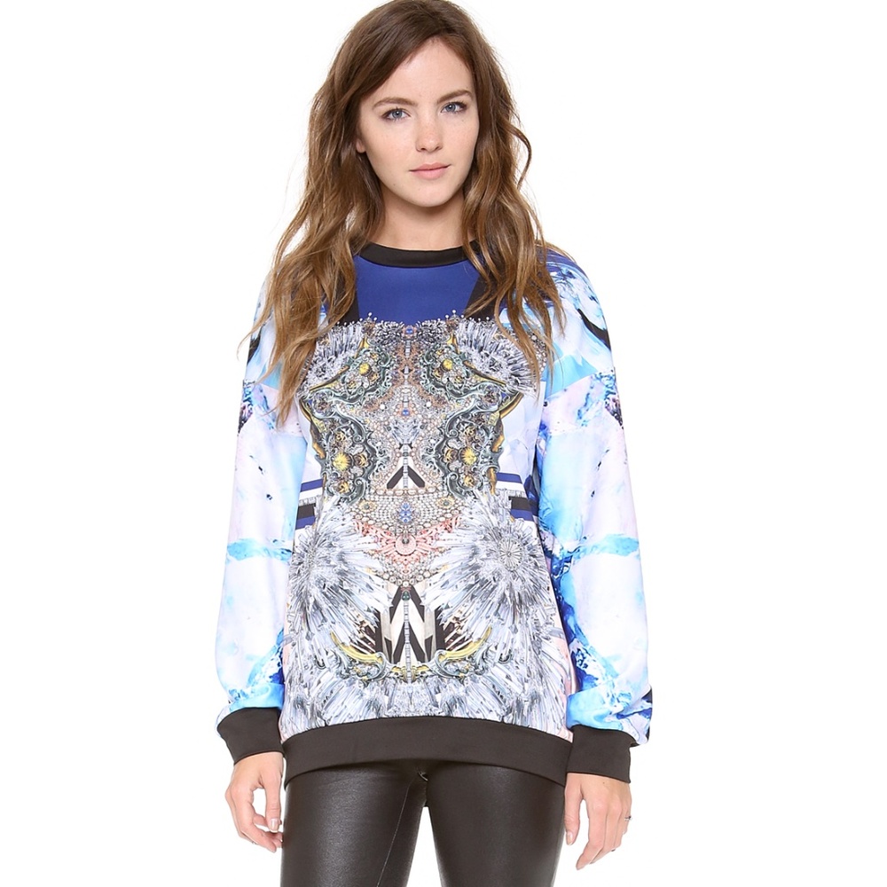 Clover Canyon Neoprene Crystal Corset Sweatshirt Size S Retail $225
